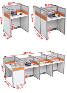 Table de personnel avec piédestal fixe/mobile, poste de travail de bureau, table de travail en cubicle pour 6 places - Product Image 3