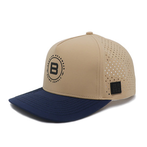 OEM Brimz Custom Two Colors Blue&White Embroidery Logo 5-Panel High Quality Polyester Baseball Cap Unisex - Product Image 2