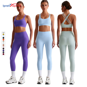 Set Yoga 2 pezzi da donna rapido asciutto e traspirante leggero abbigliamento sportivo Cross Back reggiseno sportivo senza cuciture anteriori per palestra <span class=keywords><strong>Fitness</strong></span> - Product Image 2