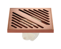 Siphon de sol carré moderne en laiton électroplaqué de 4 pouces avec filtre anti-retour pour salle de bain, machine à laver et douche