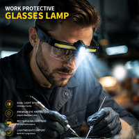 Lampe frontale rechargeable 800 mAh 300 lm COB LED 90 °   Lampe de travail réglable à double source lumineuse avec 5 modes d'éclairage