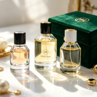 Bouteilles de parfum en verre cylindriques à fond épais en gros, 30ml 50ml 100ml, avec couvercles personnalisés sérigraphiés pour sérum de soin de la peau et cadeaux