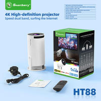 Proyektor Mini HT88 4K LED Smart Android 11 LCD Portabel Home Theater Nirkabel WiFi 120 Lumens Kotak Hadiah Ringan