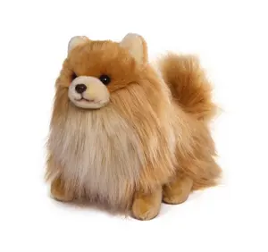 Atacado Macio Bonito Fluffy Pomeranian Plush Recheado Longo Cabelo Brinquedo Do Cão com Alta Cauda Longa