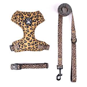 Arnés para Perro Ajustable y Ecológico con Estampado Floral de Leopardo, Cierre de Botones, con <span class=keywords><strong>Collar</strong></span> y Correa a Juego para Pasear - Product Image 1