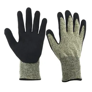 13 Gauge Aramid Fiber Hand Protection Anti Cut Gloves Neoprene Sandy Coated EN388 Cut F Work Safety Gloves