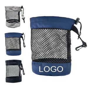 Sacs en filet à cordon en plastique à fond rond avec logo imprimé sur mesure pour une organisation pratique et le rangement des balles de golf - Product Image 1