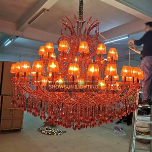 Luxury Crystal Hanging Lobby Hall Large Led Glass Arms Red Maria Teresa Crystal Chandelier <strong>Light</strong> - Product Image 5