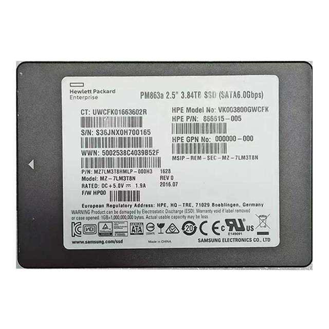 Hot Sell Hpe S4510 Pm 1643 7.68t Data Center Enterprise Ssd for Hp Server Wide Temperature