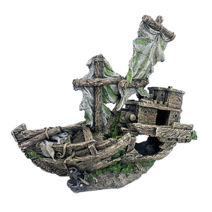 Atacado Aquarium <span class=keywords><strong>Decor</strong></span> acessórios Resina Caverna Pirata Navio Afundado Para Fish Tank - Product Image 1