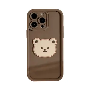 For iPhone 15 Cartoon Phone Case 3D Bear Doll for iPhone 14 Pro Max 13 12 11 Soft Phone Cover