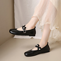 Nouvelles Chaussures Mary Jane pour Enfants 2026, Décoration Fleur Perle, Bout Carré, Cuir, Chaussures Filles, Vente en Gros, Usine OEM, Logo Personnalisé