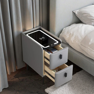 ไม้ชาร์จได้แก้วอัจฉริยะสีเทาอัจฉริยะ<span class=keywords><strong>2</strong></span>เฟอร์นิเจอร์ตู้ข้างเตียงยาวพร้อมที่ชาร์จไร้สาย - Product Image 5