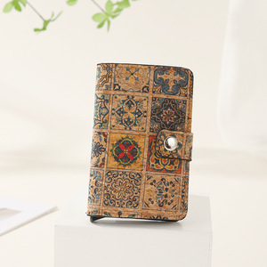 Portachiavi con Logo stampato Unisex in sughero portafoglio corto con chiusura a cerniera porta carte Pop-up <span class=keywords><strong>e</strong></span> porta auricolari porta rossetto - Product Image 5