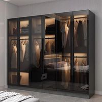 Meubles de chambre à coucher modernes et simples, armoires de luxe avec portes en verre, système de placards avec design en bois pour villas, placards pour chambre à coucher
