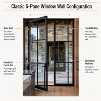 Porte double vitrée noire à cadre fin, style français, avec 6 panneaux, pour mur, intérieur et extérieur, patio, entrée de maison moderne ou rustique de style américain