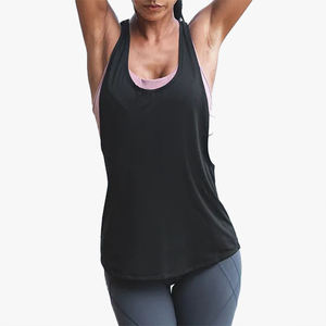 Camiseta sin mangas deportiva holgada con logo personalizable para mujer, ideal para fitness y uso exterior en verano - Product Image 4