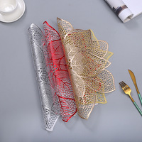 Décor de Table ajouré métal or chargeur assiettes tapis vinyle feuille tissée PVC napperons pour réception de mariage de vacances
