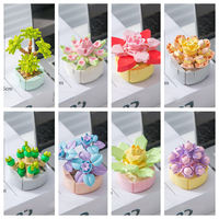 Blocs de construction succulents 3D, 32 types de plantes en pot à assembler soi-même, jouet créatif en plastique fait main, cadeau pour enfants