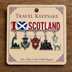 Aimants de réfrigérateur personnalisés en émail, souvenirs avec pendentifs : Drapeau, Nessie, Thistle, Vache des Highlands, Cerf roux - Vente en gros - Product Image 1