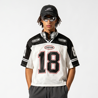 T-shirt Maillot de Football Américain Graphique Rétro Streetwear en Maille, Coupe Boxy Oversize Personnalisée par Sublimation pour Fabricants de Vêtements