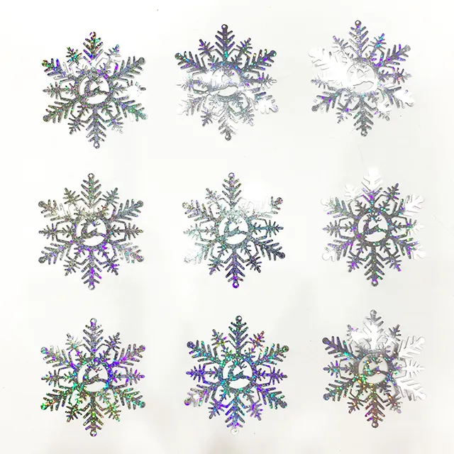 Gros gros flocon de neige de noël cerf paillettes forme nouveau design multicolore laser artisanat décoratif décoration de vacances
