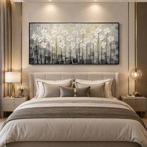 Decorazione per Soggiorno, Dipinto Floreale Fatto a Mano con Fiori in Acrilico, 50x70cm, Grande Opera d'<span class=keywords><strong>Arte</strong></span> Originale su Tela Testurizzata, <span class=keywords><strong>Arte</strong></span> Astratta da Parete - Product Image 3
