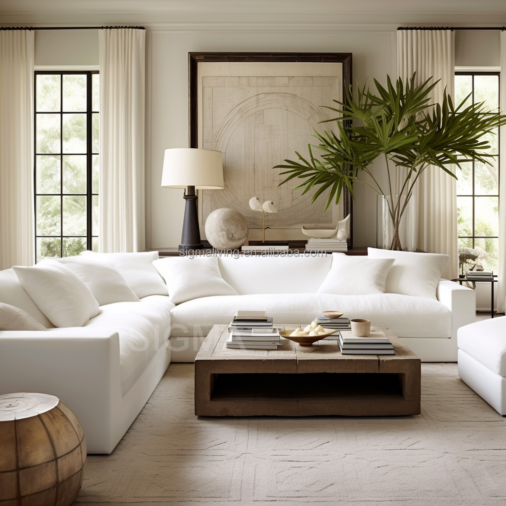 Luxury Indoor Furniture Living Room Sofa Set New Design Wooden Frame Fabric Modern Modular U Shape Sofa