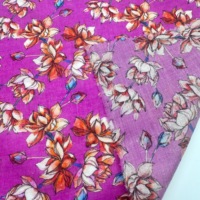 Tissu en popeline de coton des années 60, imprimé réactif motif fleur de lotus, voile doux et respirant pour robes, chemisiers et vêtements féminins