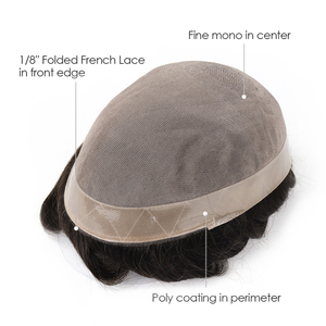 Feinmono Herren-Toupet aus Indischem Echthaar, Haarteil, Haarersatzsystem im Großhandel für Männer, 6x9 7x9 7x10 8x10 8x11 9x11 - Product Image 4