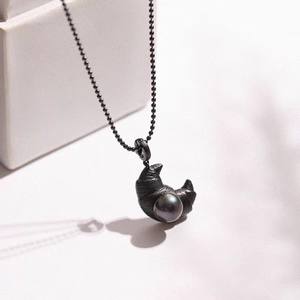 Accessoires en perles DIY 31211, pendentif vide en argent S925 en forme de lune avec perles rondes de 9 à 11 mm, colliers DIY - Product Image 1