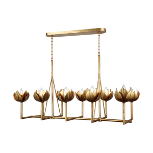 Lámpara Colgante Retro Americana con Diseño de Flor de Loto Dorada, Lámpara de Techo Metálica Grande Estilo Alberto para Comedor, Lámpara Colgante Antigua - Product Image 5