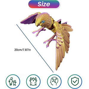 โมเดลนกแก้วแบบยืดหยุ่นพิมพ์ 3 มิติ พร้อมปีกขยับได้ ของตกแต่งบ้านและสำนักงาน ของเล่นน่าสนใจสำหรับเด็กออทิสติก สมาธิสั้น ของขวัญสำหรับเทศกาลต่างๆ - Product Image 2