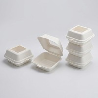 Boîte d'emballage personnalisée en bagasse compostable avec fenêtre, micro-ondable, robuste et recyclable, type bento pour restaurants et restauration rapide