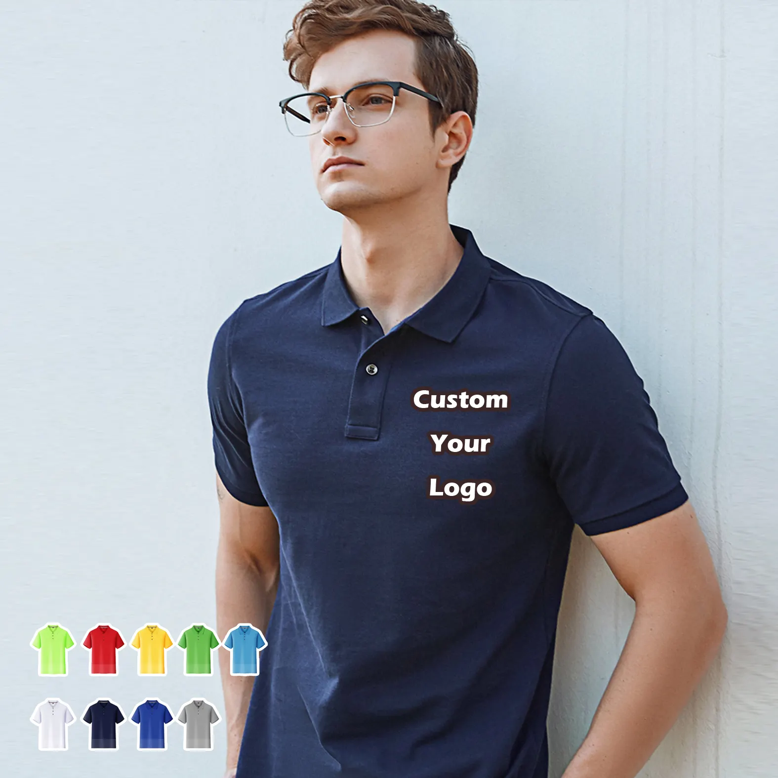 Wholesale Short Sleeve 100% cotton polo tshirts Custom printing logo men's polyester quick dry fit plus size Golf Polo t-shirts