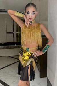 Vestido de Baile de Salón Latino Elegante para Mujer, Estilo Vennystyle, Spandex/Algodón, Tul, Tubo con Cuentas, Pedrería, Hecho a Medida |   Examen/Competición - Product Image 4