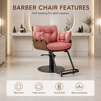Fauteuil de Barbier Moderne en Cuir pour Salon de Coiffure, Mobilier de Coiffage et de Coupe de Cheveux, Décoration de Spa à Domicile, Rotation Réglable à 360 Degrés pour Salon de Barbier