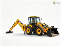 Chargeuse-pelleteuse lourde d'occasion JCB 5CX 4WS 4WD, excavatrice diesel Kubota, travaux de terrassement industriels, pompe hydraulique Eaton, 63 kW, 3200 kg de capacité nominale