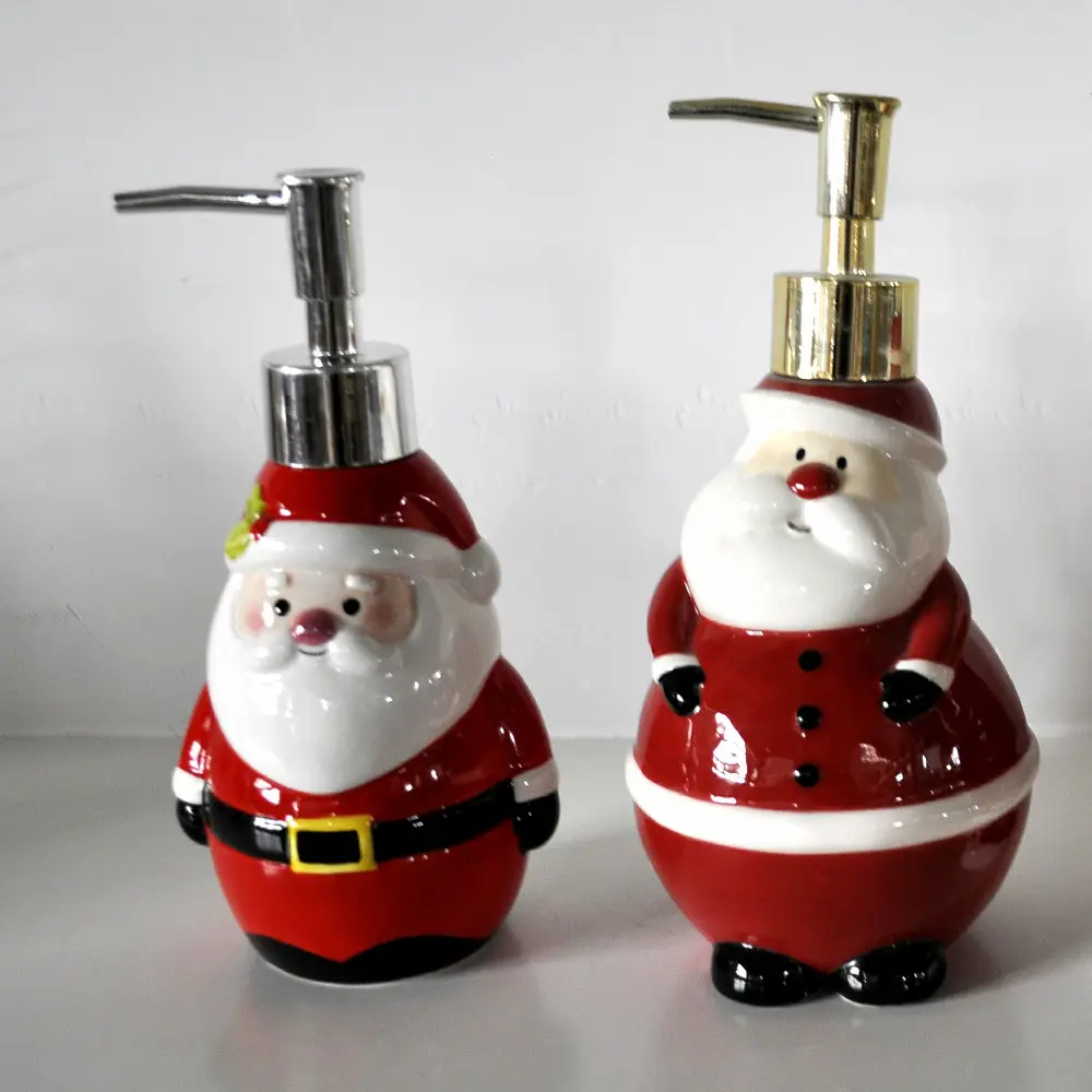 JIASHUN christmas decorations ceramic Santa Claus shape liquid soap dispensers