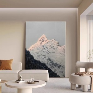Peinture à l'huile peinte à la main, montagne dorée sous le soleil, texture 3D, art mural contemporain pour salon, décoration de fond de canapé - Product Image 2