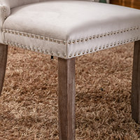 Chaise de salle à manger en bois massif de style français avec rembourrage doux et dossier haut Chaise de café en tissu d'hôtel, chaise de restaurant de loisirs