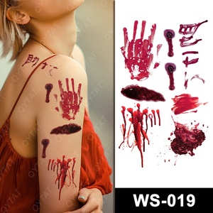 Tatouage temporaire autocollant pour fête costumée, crâne ensanglanté, blessures, sang froid, <span class=keywords><strong>maquillage</strong></span> d'<span class=keywords><strong>Halloween</strong></span>, vente en gros - Product Image 3