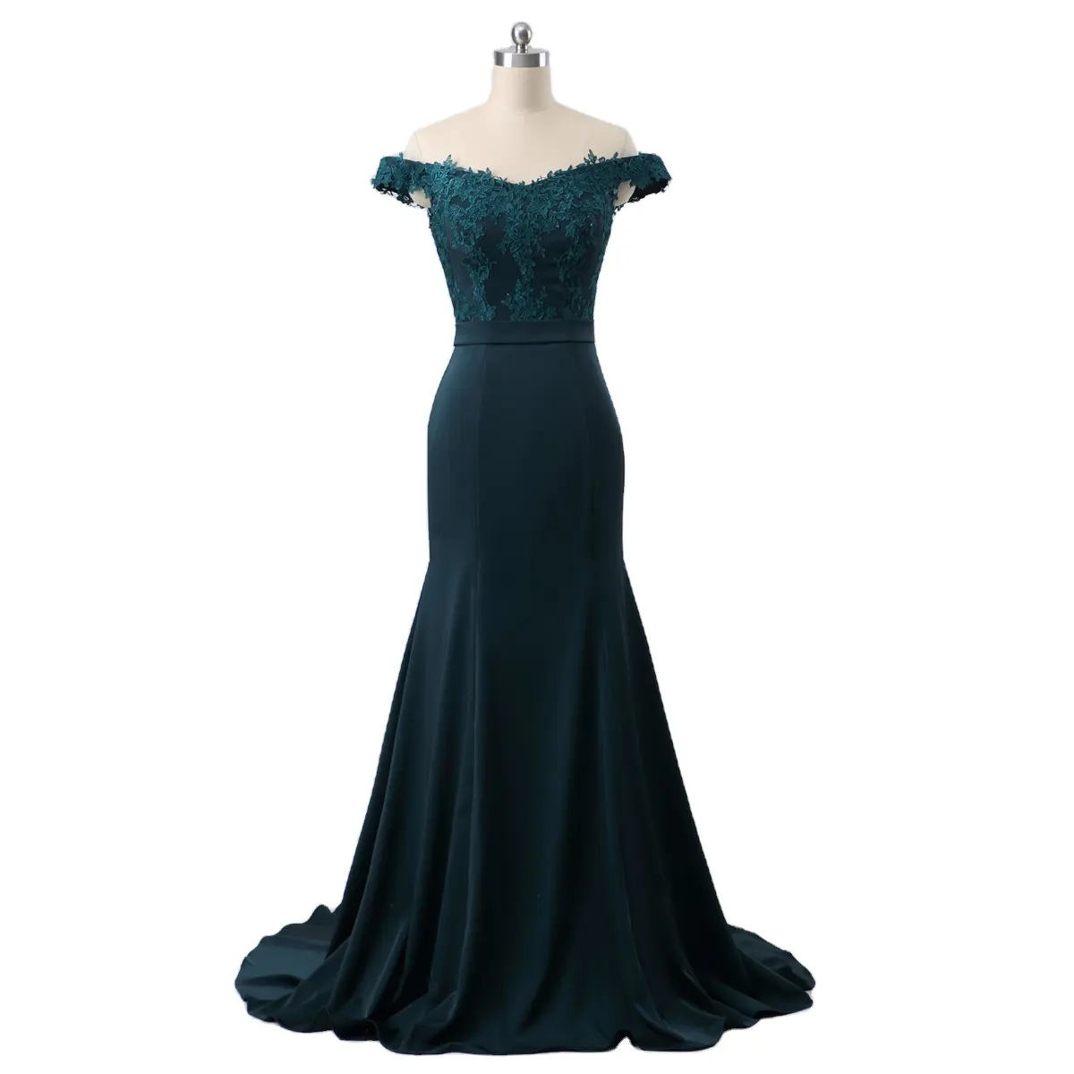 Teal crepe vestido para baile de sereia, novo design personalizado, vestido de dama de honra