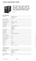 APC UPS Alimentation sans interruption SP1KL-WPX239 UPS Smart UPS Online 1000VA, Batterie au plomb, Type tour, 220V