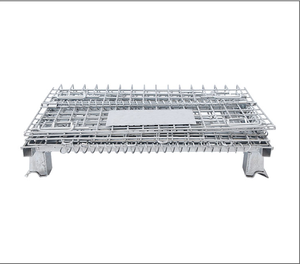 Palette en acier à mailles métalliques pliable et empilable à vente chaude en Chine avec roulettes Capacité de 1000 kg - Product Image 6