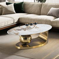 Table basse ovale de luxe au design spécial Golden Base pour villa VIP, mobilier moderne de salon, table à thé