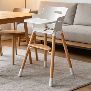 Chaise haute pour bébé à hauteur réglable avec plateau amovible, chaise d'alimentation pour tout-petits en bois massif, chaise de repas ergonomique pour enfants - Product Image 5