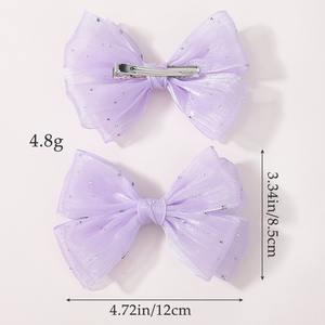 Pinzas para el cabello con lazo de gasa de Color sólido dulce coreano, horquillas para el cabello con cuentas de moda para niñas y niños, accesorios bonitos para el cabello, regalo - Product Image 4