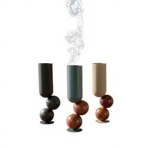 Quemador de Incienso Moderno de Metal con Base de Bola de Madera, Soporte Decorativo para Humo, Decoración del Hogar, Accesorio de Aromaterapia para Mesa, Regalo - Product Image 1