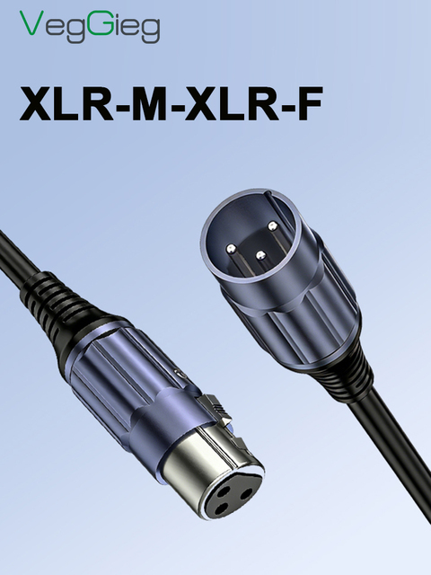 VegGiVegGieg Professional 3 Pin XLR Extension Cable OD 6.0 Soft PVC Balanced Audio Interconnect Cable for Studio Microphone